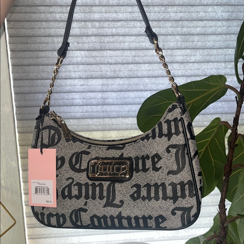 Juicy Couture Black and Gold Shoulder Bag